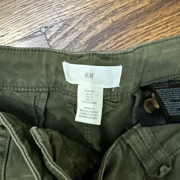 H&M Women’s Cargo Pants Green 14 Carpenter - Picture 7 of 15